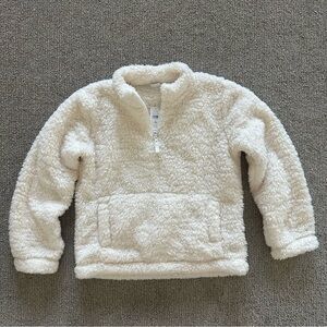 Gap Kids Sherpa Half Zip Pullover Ivory Frost L 10 NWT Fuzzy Fleece‎ Cozy